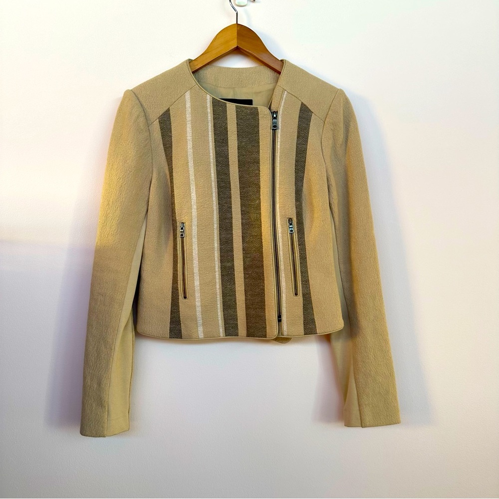 NEW! BCBGMaxAzria Cream & Tan Striped Jacket, XS